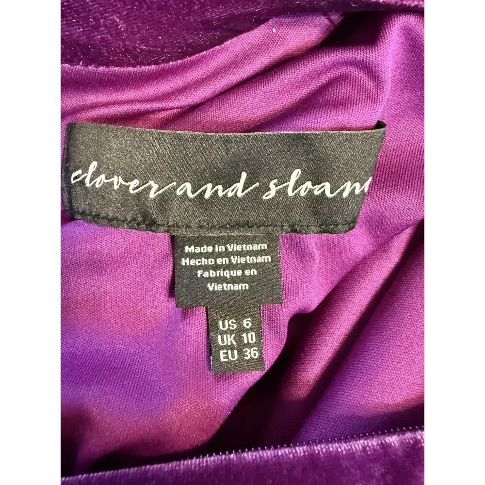 Clover & Sloane Purple Velvet Midi Dress 6 Whimsigoth Fairy Grunge Goth Romantic